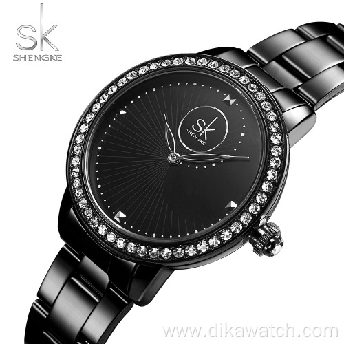 SK Top Brand Hot Sale Quartz Watches for Women Luxury Crystal Analog Crazy Stainless Steel Ladies Wrist Watch Clock Reloj Mujer